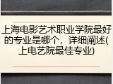 上海电影艺术职业学院最好的专业是哪个，详细阐述(上电艺院最佳专业)