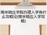 南京晓庄学院办理入学有什么攻略没(南京晓庄入学攻略)