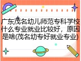 广东茂名幼儿师范专科学校什么专业就业比较好，原因是啥(茂名幼专好就业专业)