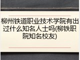 柳州铁道职业技术学院有出过什么知名人士吗(柳铁职院知名校友)