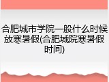 合肥城市学院一般什么时候放寒暑假(合肥城院寒暑假时间)