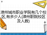 漳州城市职业学院有几个校区,有多少人(漳州职院校区及人数)