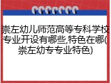 崇左幼儿师范高等专科学校专业开设有哪些,特色在哪(崇左幼专专业特色)