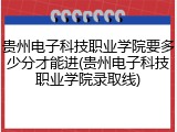 贵州电子科技职业学院要多少分才能进(贵州电子科技职业学院录取线)