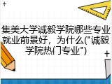 集美大学诚毅学院哪些专业就业前景好，为什么("诚毅学院热门专业")