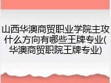 山西华澳商贸职业学院主攻什么方向有哪些王牌专业(华澳商贸职院王牌专业)