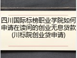 四川国际标榜职业学院如何申请在读间的创业无息贷款(川标院创业贷申请)