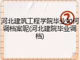 河北建筑工程学院毕业如何调档案呢(河北建院毕业调档)