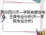 民办四川天一学院有哪些专业，王牌专业分析(天一学院专业分析)
