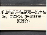 乐山师范学院是双一流高校吗，简单介绍(乐师非双一流简介)