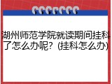 湖州师范学院就读期间挂科了怎么办呢？(挂科怎么办)