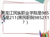 黑龙江民族职业学院是985还是211(黑民职院985211？)