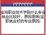 宝鸡职业技术学院什么专业就业比较好，原因是啥(宝职就业好的专业原因)