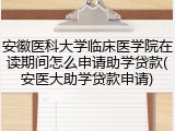 安徽医科大学临床医学院在读期间怎么申请助学贷款(安医大助学贷款申请)