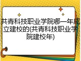 共青科技职业学院哪一年成立建校的(共青科技职业学院建校年)