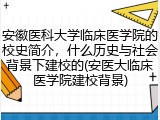 安徽医科大学临床医学院的校史简介，什么历史与社会背景下建校的(安医大临床医学院建校背景)
