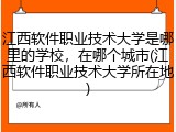 江西软件职业技术大学是哪里的学校，在哪个城市(江西软件职业技术大学所在地)
