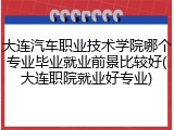 大连汽车职业技术学院哪个专业毕业就业前景比较好(大连职院就业好专业)