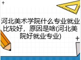 河北美术学院什么专业就业比较好，原因是啥(河北美院好就业专业)