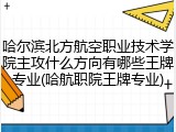 哈尔滨北方航空职业技术学院主攻什么方向有哪些王牌专业(哈航职院王牌专业)