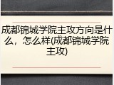 成都锦城学院主攻方向是什么，怎么样(成都锦城学院主攻)