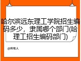 哈尔滨远东理工学院招生编码多少，隶属哪个部门(哈理工招生编码部门)