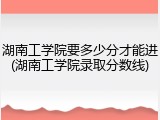 湖南工学院要多少分才能进(湖南工学院录取分数线)