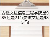 安徽文达信息工程学院是985还是211(安徽文达是985吗)