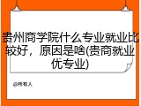 贵州商学院什么专业就业比较好，原因是啥(贵商就业优专业)