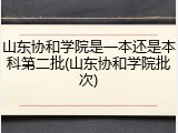 山东协和学院是一本还是本科第二批(山东协和学院批次)