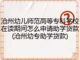 沧州幼儿师范高等专科学校在读期间怎么申请助学贷款(沧州幼专助学贷款)