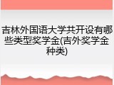 吉林外国语大学共开设有哪些类型奖学金(吉外奖学金种类)