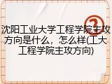 沈阳工业大学工程学院主攻方向是什么，怎么样(工大工程学院主攻方向)
