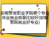 安徽警官职业学院哪个专业毕业就业前景比较好(安徽警院就业好专业)