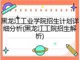黑龙江工业学院招生计划详细分析(黑龙江工院招生解析)