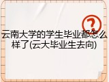 云南大学的学生毕业都怎么样了(云大毕业生去向)