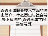 嘉兴南洋职业技术学院的校史简介，什么历史与社会背景下建校的(嘉兴南洋学院建校背景)