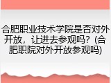 合肥职业技术学院是否对外开放，让进去参观吗？(合肥职院对外开放参观吗)
