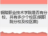 铜陵职业技术学院是否有分校，共有多少个校区(铜职院分校及校区数)