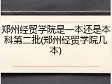 郑州经贸学院是一本还是本科第二批(郑州经贸学院几本)