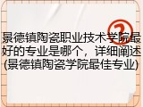 景德镇陶瓷职业技术学院最好的专业是哪个，详细阐述(景德镇陶瓷学院最佳专业)