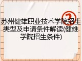 苏州健雄职业技术学院招生类型及申请条件解读(健雄学院招生条件)