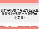 丽水学院哪个专业毕业就业前景比较好(丽水学院好就业专业)
