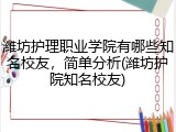 潍坊护理职业学院有哪些知名校友，简单分析(潍坊护院知名校友)