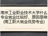 南京工业职业技术大学什么专业就业比较好，原因是啥(南工职大就业优势专业)