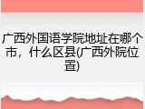 广西外国语学院地址在哪个市，什么区县(广西外院位置)