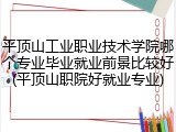 平顶山工业职业技术学院哪个专业毕业就业前景比较好(平顶山职院好就业专业)