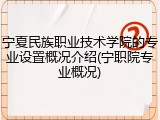 宁夏民族职业技术学院的专业设置概况介绍(宁职院专业概况)