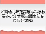 湘南幼儿师范高等专科学校要多少分才能进(湘南幼专录取分数线)