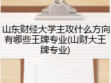 山东财经大学主攻什么方向有哪些王牌专业(山财大王牌专业)